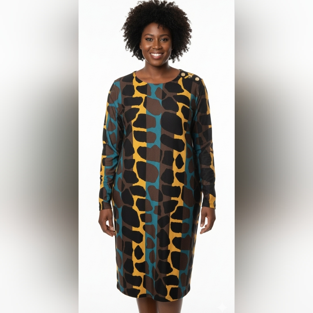 Nine West Women's Colorful Geometric Midi Dress 16